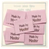 Go Handmade Vævet Label, Dobbeltsidet, Pink, 35 x 19 mm, 10 stk